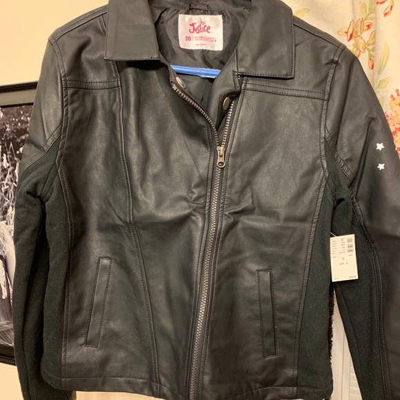 New Justice Girls Velvet Moto Jacket Black 10 Metallic Asymmetrical